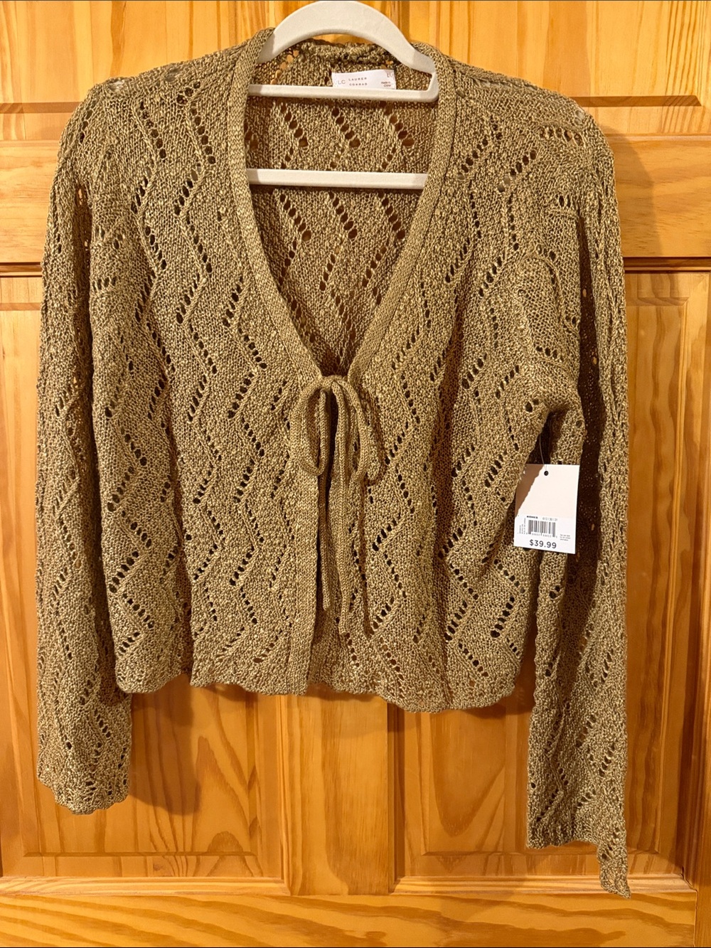 LC Lauren Conrad Open-Knit Tie-Front Cardigan